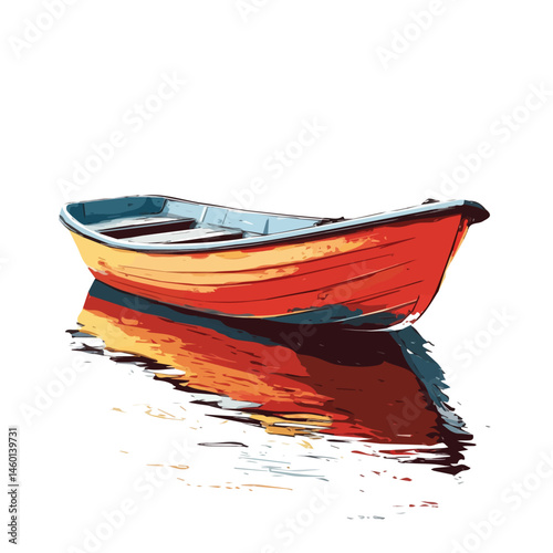 2D flat Boat vector illustration, isolated on a white background.