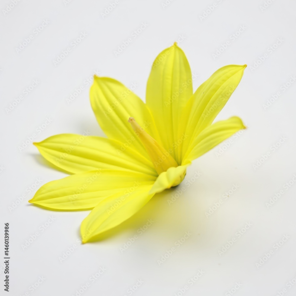 Obraz premium Single yellow salvia flower with prominent stamen isolated on white background, flower photography, botany