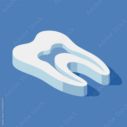 Vector tooth with nerve canal isometric illustration. Dental clinic concept, design with teeth, teeth cleaning, oral care. Dentistry icons