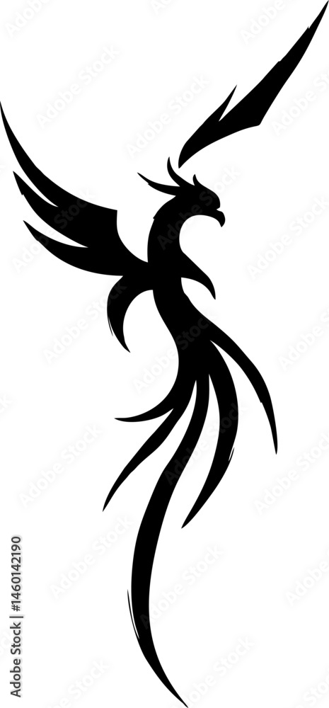 Obraz premium Intertwined Phoenix Tattoo with Two Birds Forming a Unity Symbol