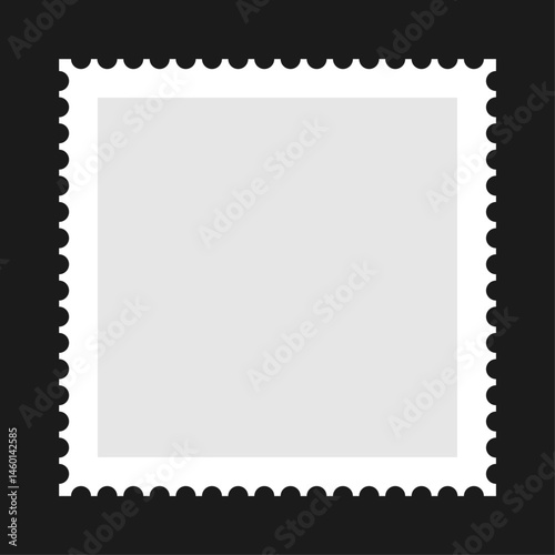 Vintage-style postage stamp vector with perforated edges and centered design. Ideal for mail, travel themes, retro designs, and graphic projects. Transparent background.