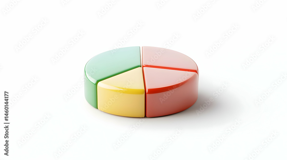 Fototapeta premium Colorful 3d Pie Chart On White Background