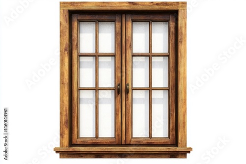 Antique wooden double-hung window