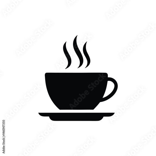 a cup hot cafe coffee caffeine drink flat vector art silhouette