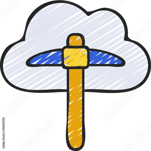 cloud mining illustration on a white background   