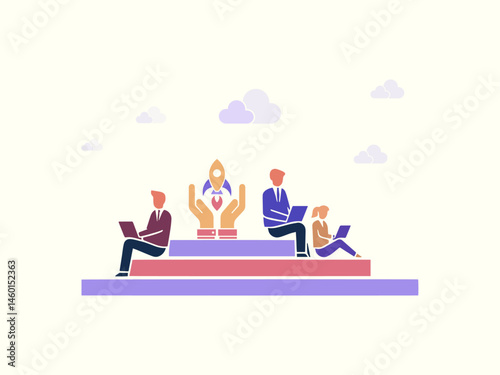 Business Incubation Concept with Teamwork Illustration