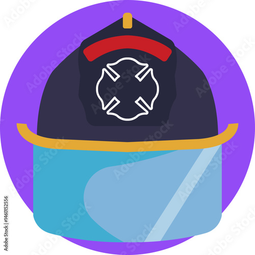 A protective helmet worn by firefighters to shield the head from falling debris and heat during operations.