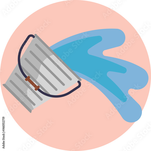 A bucket filled with water, often used in firefighting to suppress flames or control fire spread in emergencies.