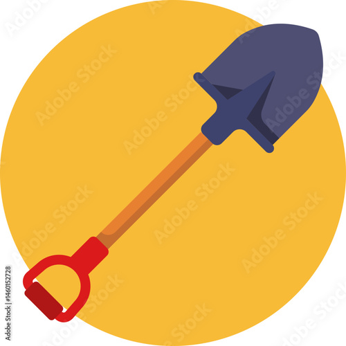 Firefighting shovel used for digging fire lines and clearing debris.