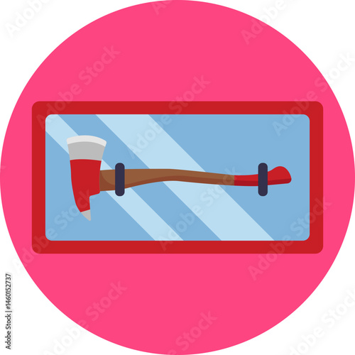 Firefighter's axe used for breaking through doors, windows, or walls during rescue operations.
