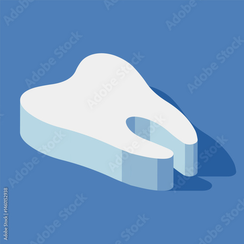 Vector tooth isometric illustration. Dental clinic concept, design with teeth, teeth cleaning, oral care. Dentistry icons
