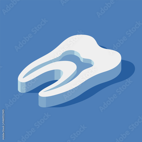 Vector tooth with nerve canal isometric illustration. Dental clinic concept, design with teeth, teeth cleaning, oral care. Dentistry icons
