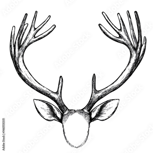 2D flat vector illustration of Christmas Reindeer Antlers, isolated on a white background.