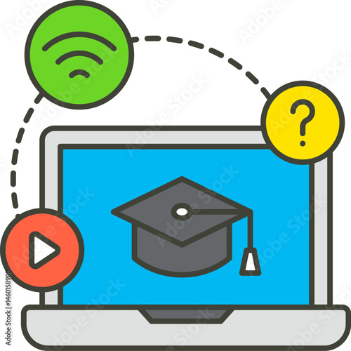 e learning illustration on a white background   