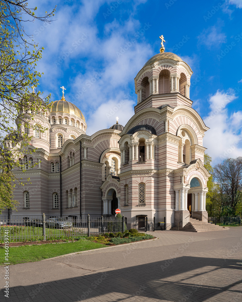 Fototapeta premium Cathedral of the Nativity of Christ, neo byzantine orthodox church in Riga, Latvia
