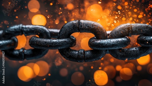 Rusty chain, blurred bokeh background