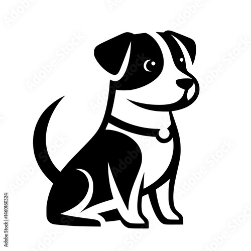 Happy Dog Logo: Minimalist Black & White Icon