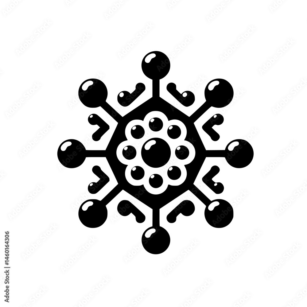 Abstract Snowflake Icon: Black & White Geometric Design Abstract Snowflake Icon: Black & White Geometric Design