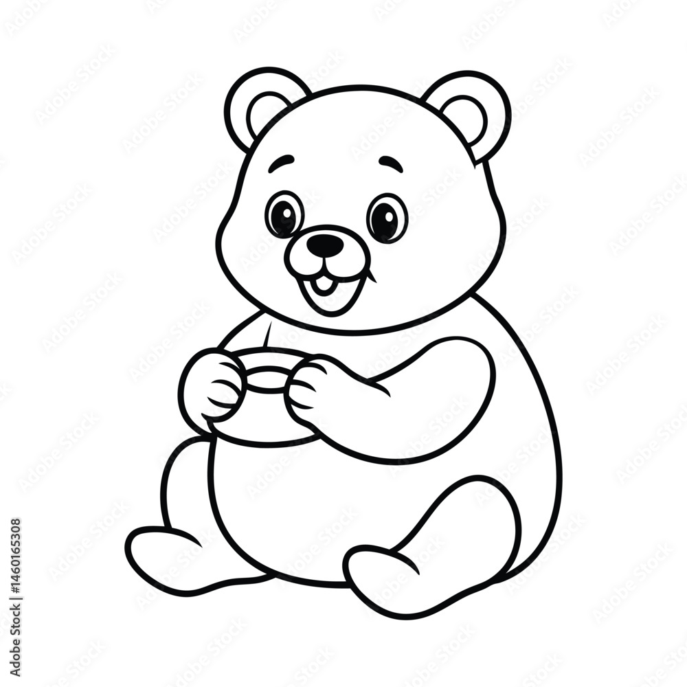 Naklejka premium bear eating honey coco coloring books line art vector silhouette