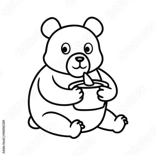 bear eating honey coco coloring books line art vector silhouette