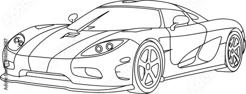 Sports Car Outline vector illustration isolated On Transparent Background