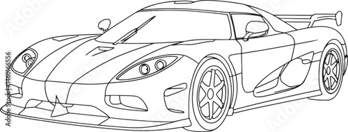 Sports Car Outline vector illustration isolated On Transparent Background