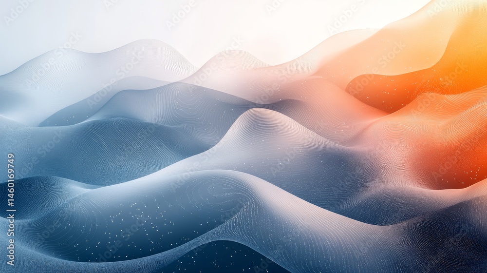Obraz premium Abstract digital landscape of swirling shapes and colors.