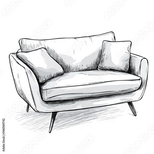 2D flat vector illustration of Couch, isolated on a white background.