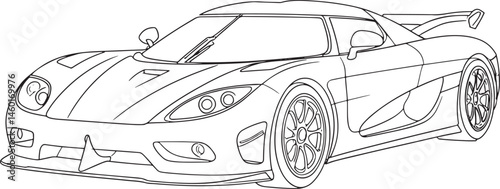 Sports Car Outline vector illustration isolated On Transparent Background