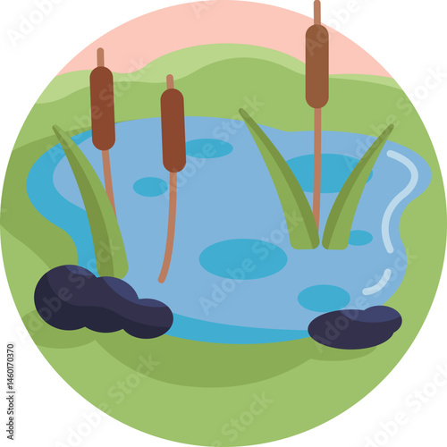 Bulrush: A tall, slender plant often found near water, commonly used in fishing for its association with marshy wetlands.