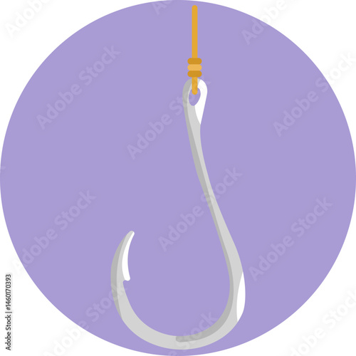 A sharp, curved tool used to catch fish by hooking into their mouths.