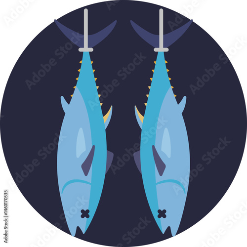 Represents a caught fish, commonly used to signify fishing success or target species.