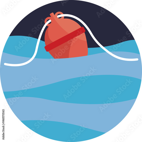 A small, colorful marker attached to a fishing line to indicate the depth and detect fish activity.