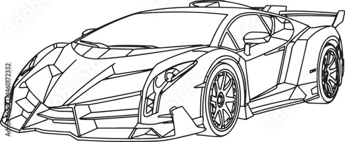 Sports Car Outline vector illustration isolated On Transparent Background