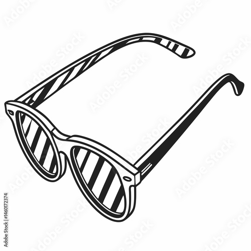 Stylish Black and White Striped Sunglasses Illustration