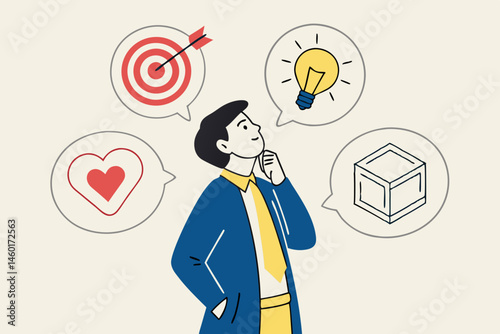 Businessman Contemplating Goals Ideas Passion and Product Development