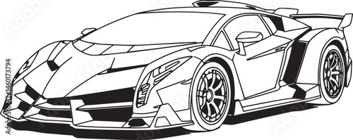 Sports Car silhouette vector illustration isolated On Transparent Background