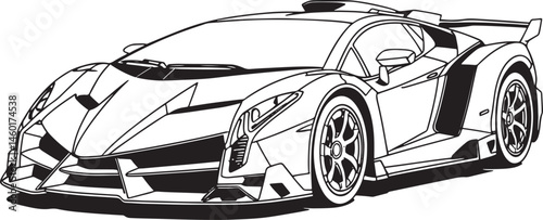 Sports Car silhouette vector illustration isolated On Transparent Background