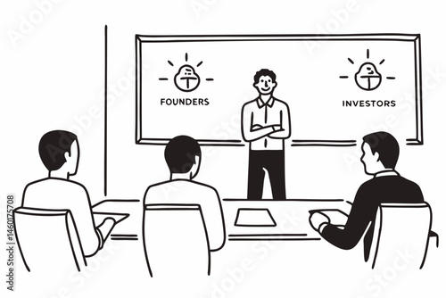 Startup Founders Presenting Business Plan to Investors in Meeting
