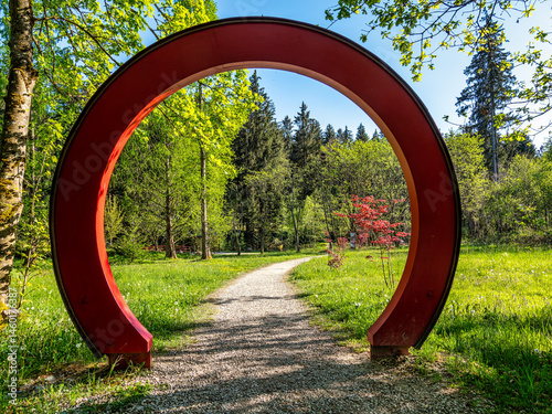 Asia garden in the World Forest, Weltwald in Freising near Munich in Bavaria, Germany.