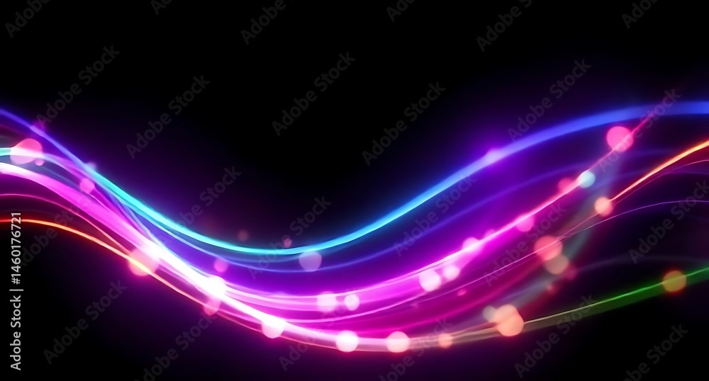 Naklejka premium Abstract colorful backdrop design with glowing purple and blue lines in a bright, flowing motion