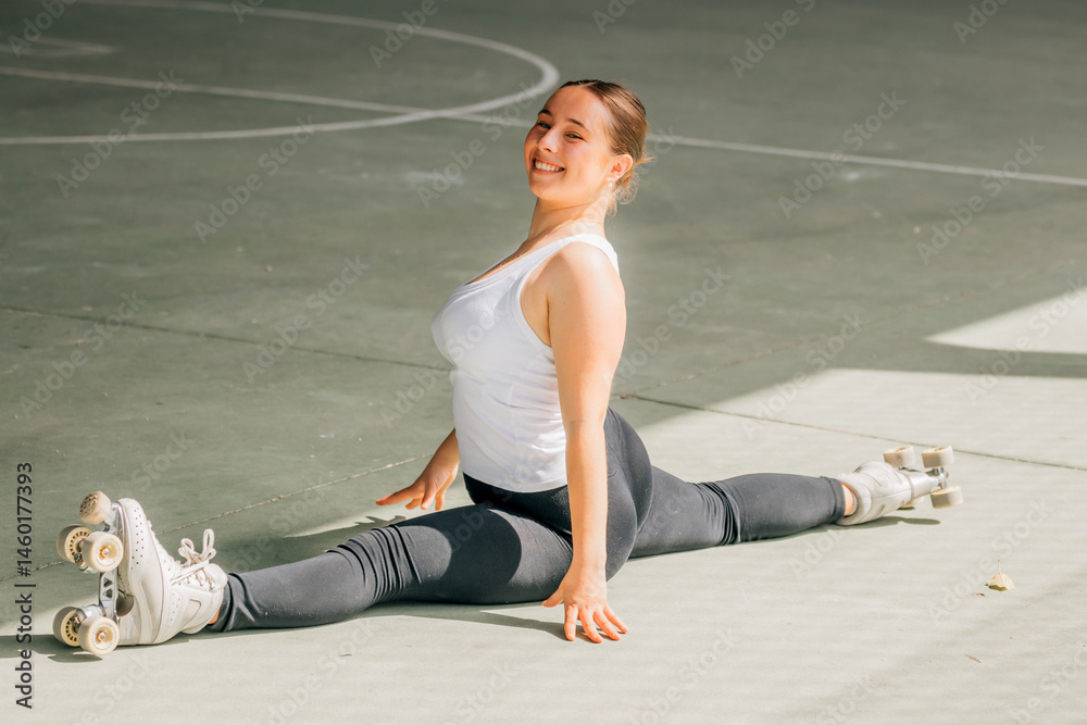 young woman training or doing sports outdoors, skater