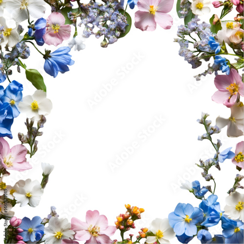 Colorful flower frame spring blossoms floral border