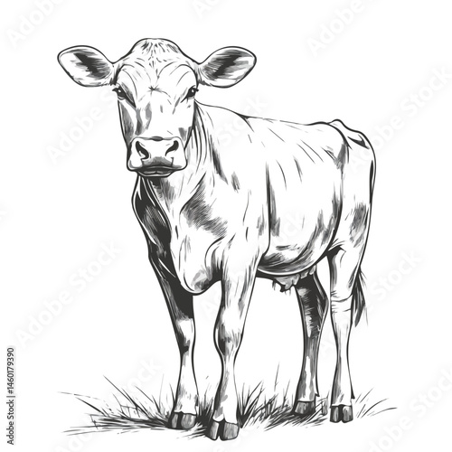 2D flat Dairy Cow vector illustration, isolated on a white background.