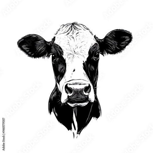 2D flat vector illustration of Dairy Cow, isolated on a white background.