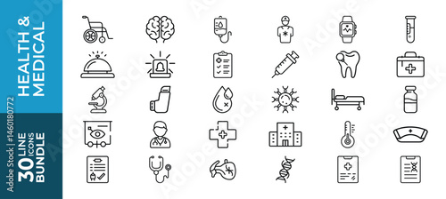 30 icons set design of medical and health business