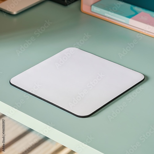 Blank White Square Mousepad Mockup Perfect for Design Presentations. Blank Mousepad Mockup. Mousepad.