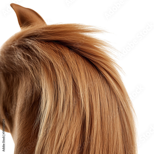 Close Up of a Horse's Tail Flowing Strands Isolated on Transparent Background