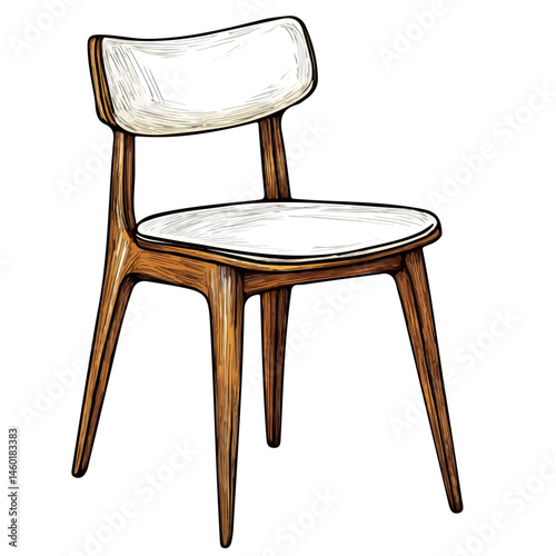 Dining Chair 2D flat vector illustration, isolated on a white background.