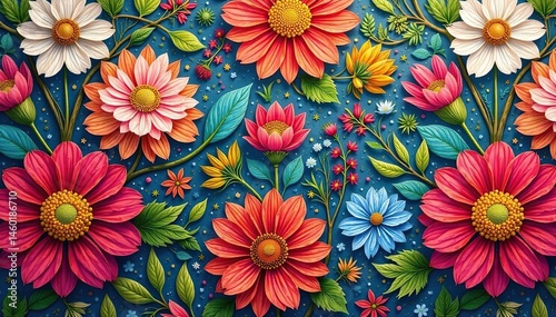 Intricate floral textile design, repeating motif , style, vintage, textile